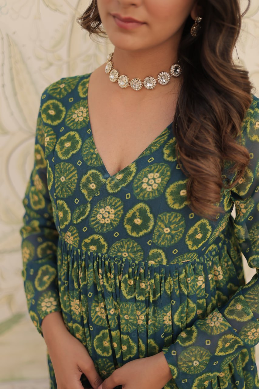 Rama Fancy V Neck Faux Georgette With Foil Print Suit