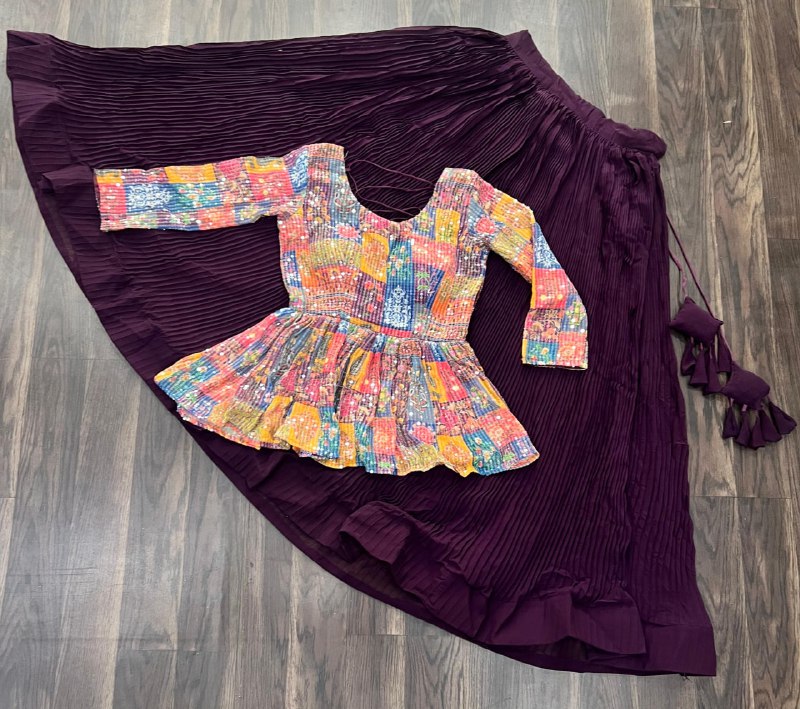 Multicolor Faux Blooming With Crush Pleating With rich Flower Print with Embroidered & Sequins Work Lehenga