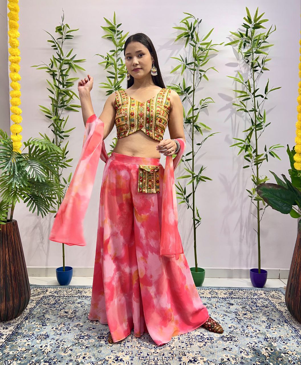 Raja Rani Heavy Digital Print and Pocket Attach Heavy Embroidery Sharara Set
