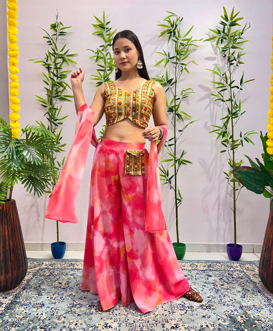 Raja Rani Heavy Digital Print and Pocket Attach Heavy Embroidery Sharara Set