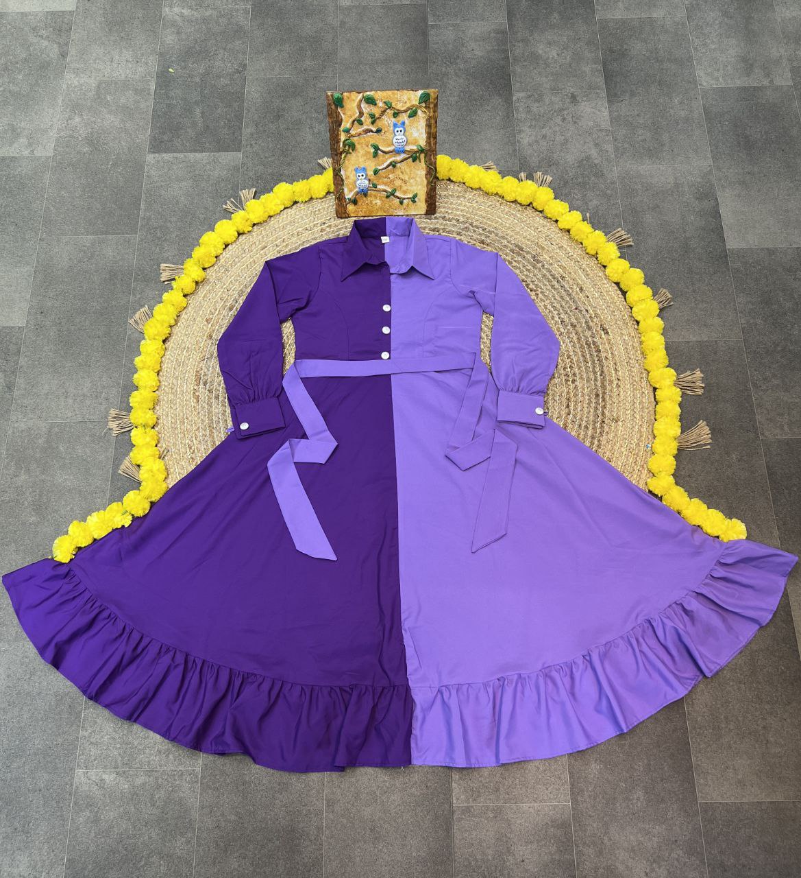 Heavy Malai Crepe Two Colour Gown