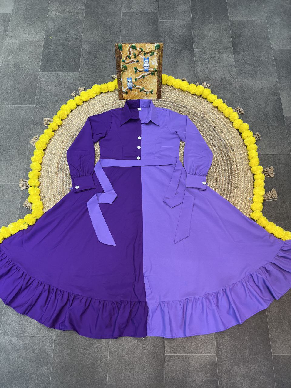Heavy Malai Crepe Two Colour Gown