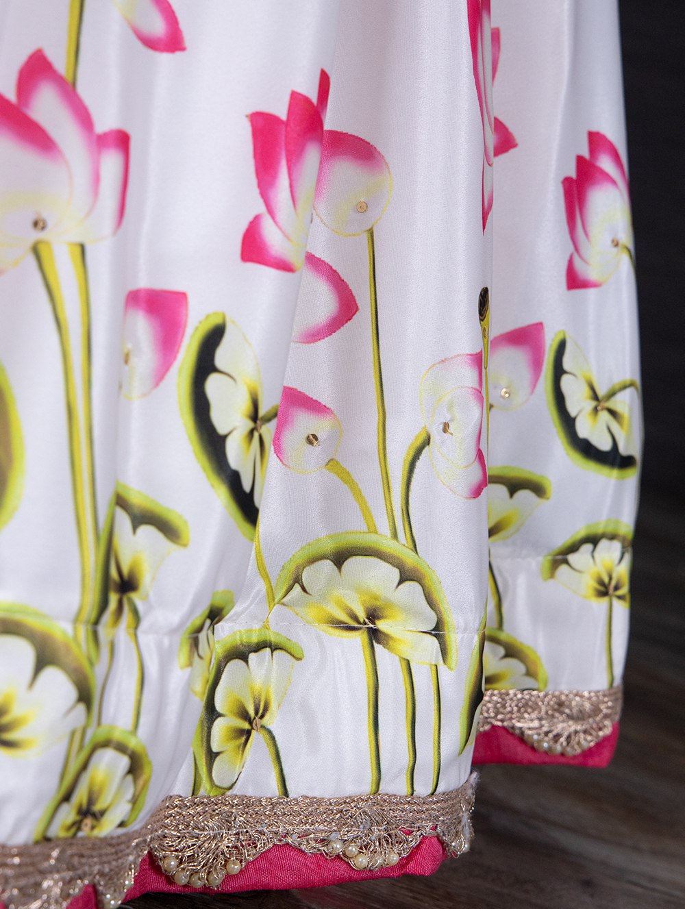 White Color Digital Printed Silk Lehenga Choli Set With Pure Gaji Silk Dupatta