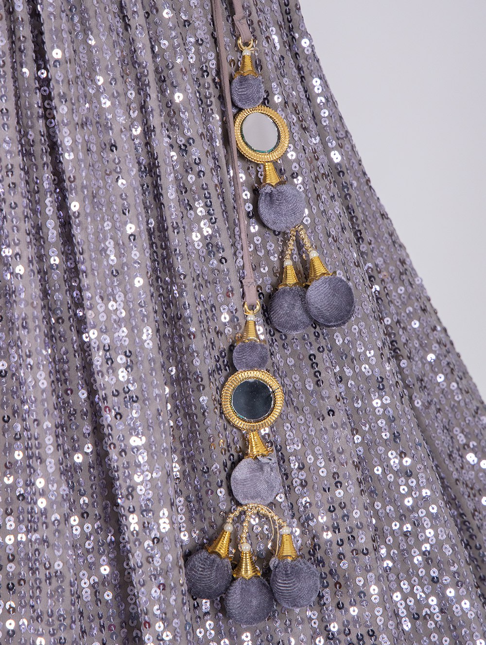 Grey Color Sequins And Thread Work Georgette Lehenga Choli