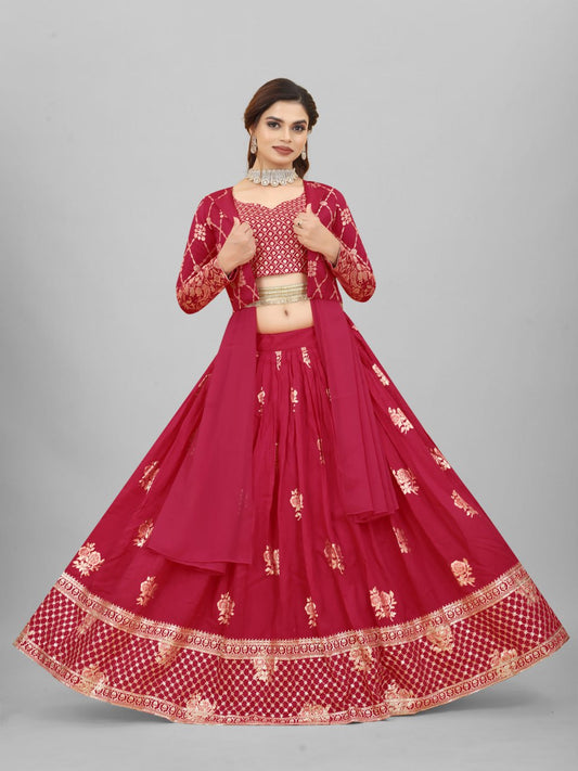 Mulberry Rani Colour Designer Lehenga Choli Full Stitched