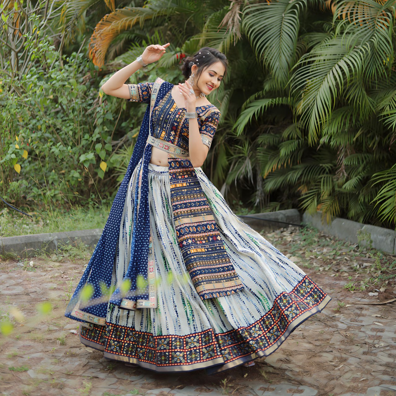 Traditional Royal Blue Lahenga Choli Fully Stitched