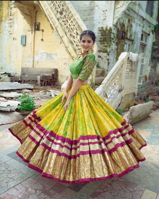 Yellow Colour Fancy Digital Printed Work Lahenga Choli With Dupatta