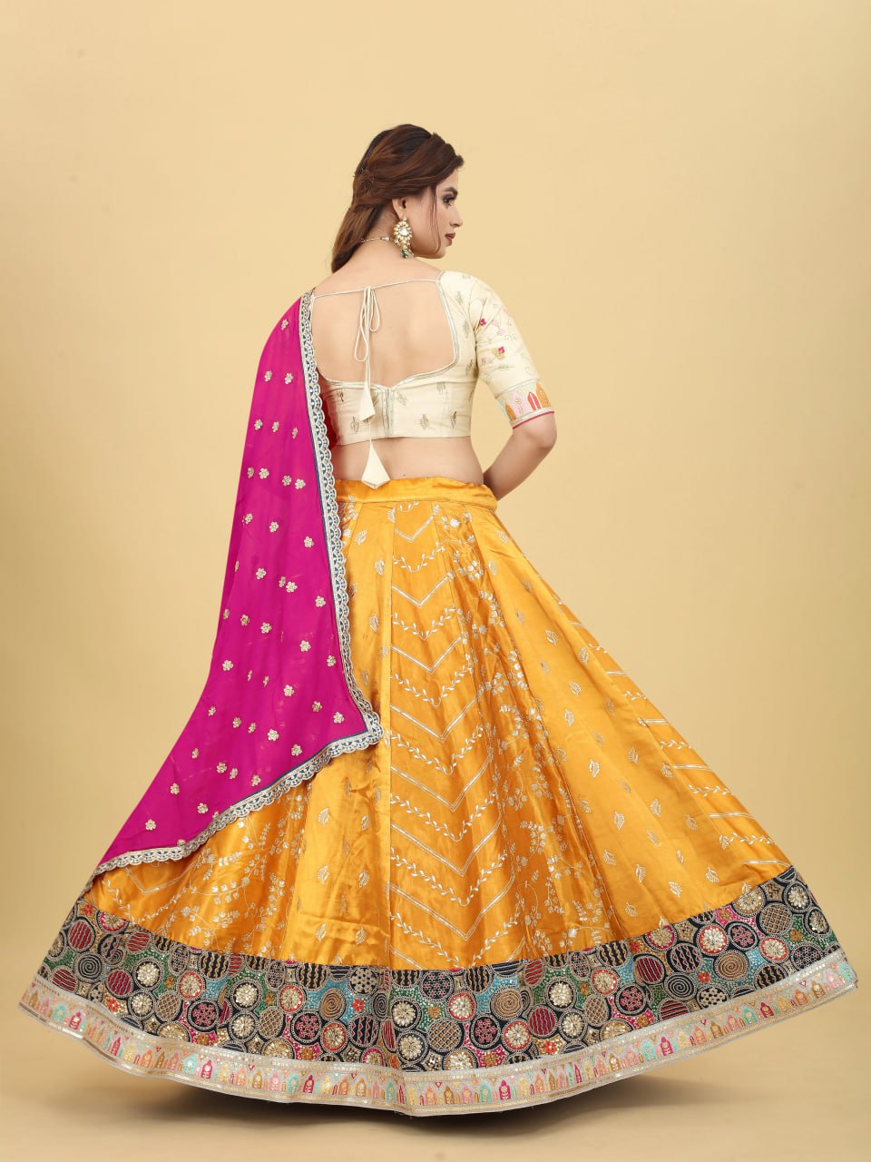 Haldi Bridal Lahenga Choli With Heavy Taffeta Silk Fully Stitched
