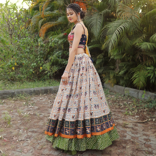 Bandhej Patola Foil Print Lahenga Choli Full Stitched