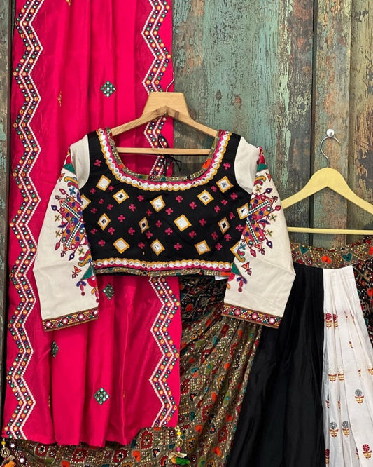 White Black Colour Fancy Digital Printed Work Lahenga Choli With Dupatta