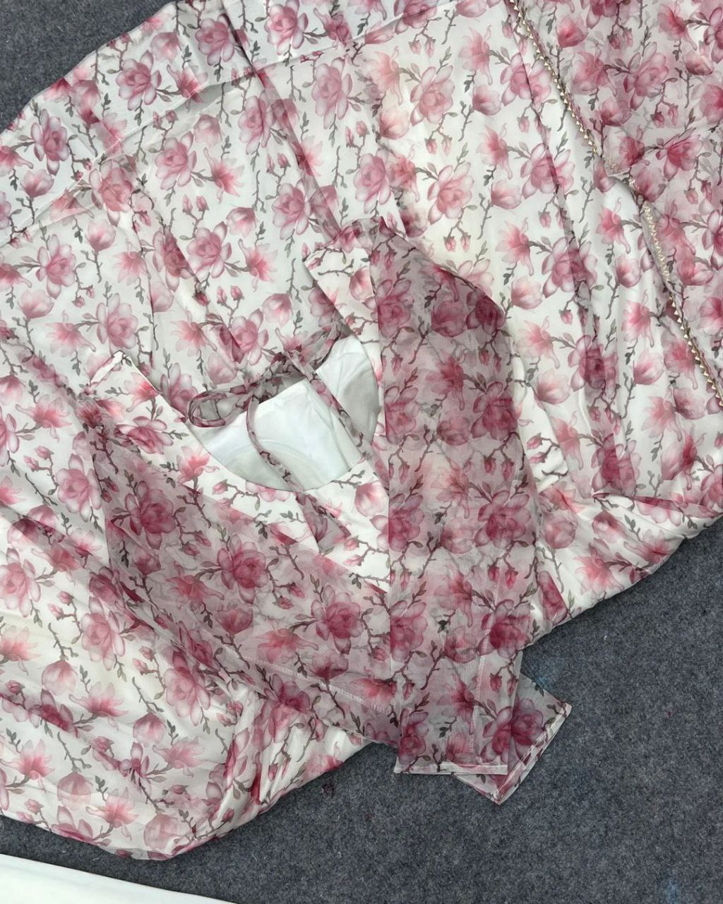 Digitally Printed Pure Soft Organza Anarkali Suit With Huge Flair Comes With Duppatta N Pant