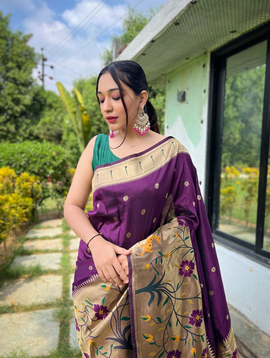 Purple Paithani Big Border Woven Saree