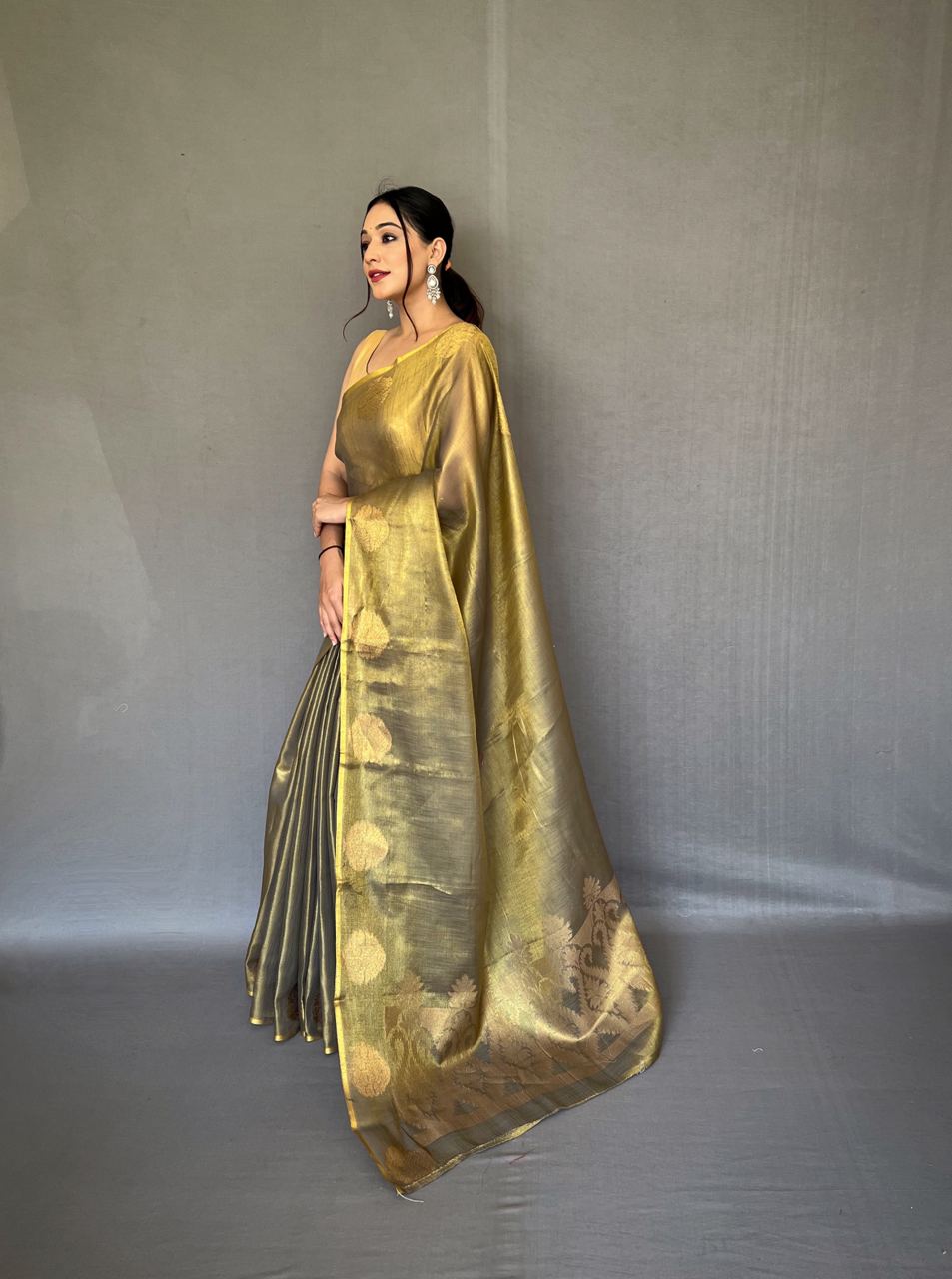 Mehendi Green Banarasi Tissue Silk Zari Woven Saree