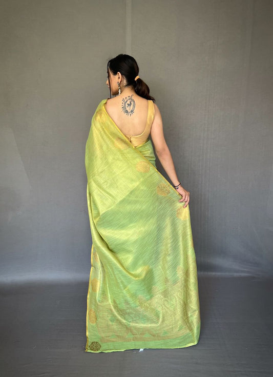 Green Banarasi Tissue Silk Zari Woven Saree