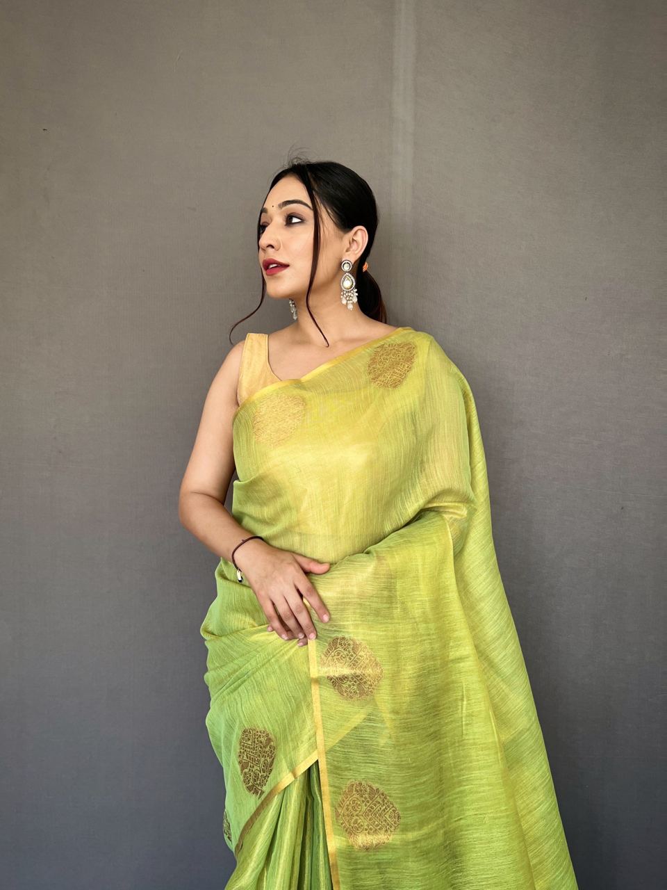 Green Banarasi Tissue Silk Zari Woven Saree