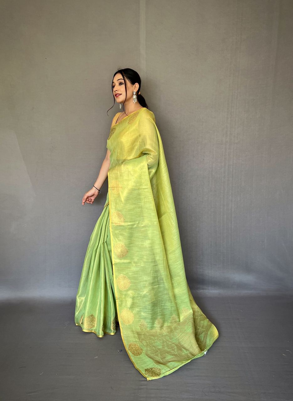Green Banarasi Tissue Silk Zari Woven Saree