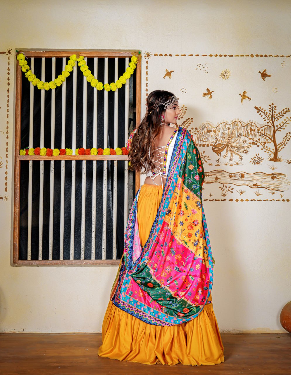 New Mustard Colour Three Tal Traditional Lahenga Choli