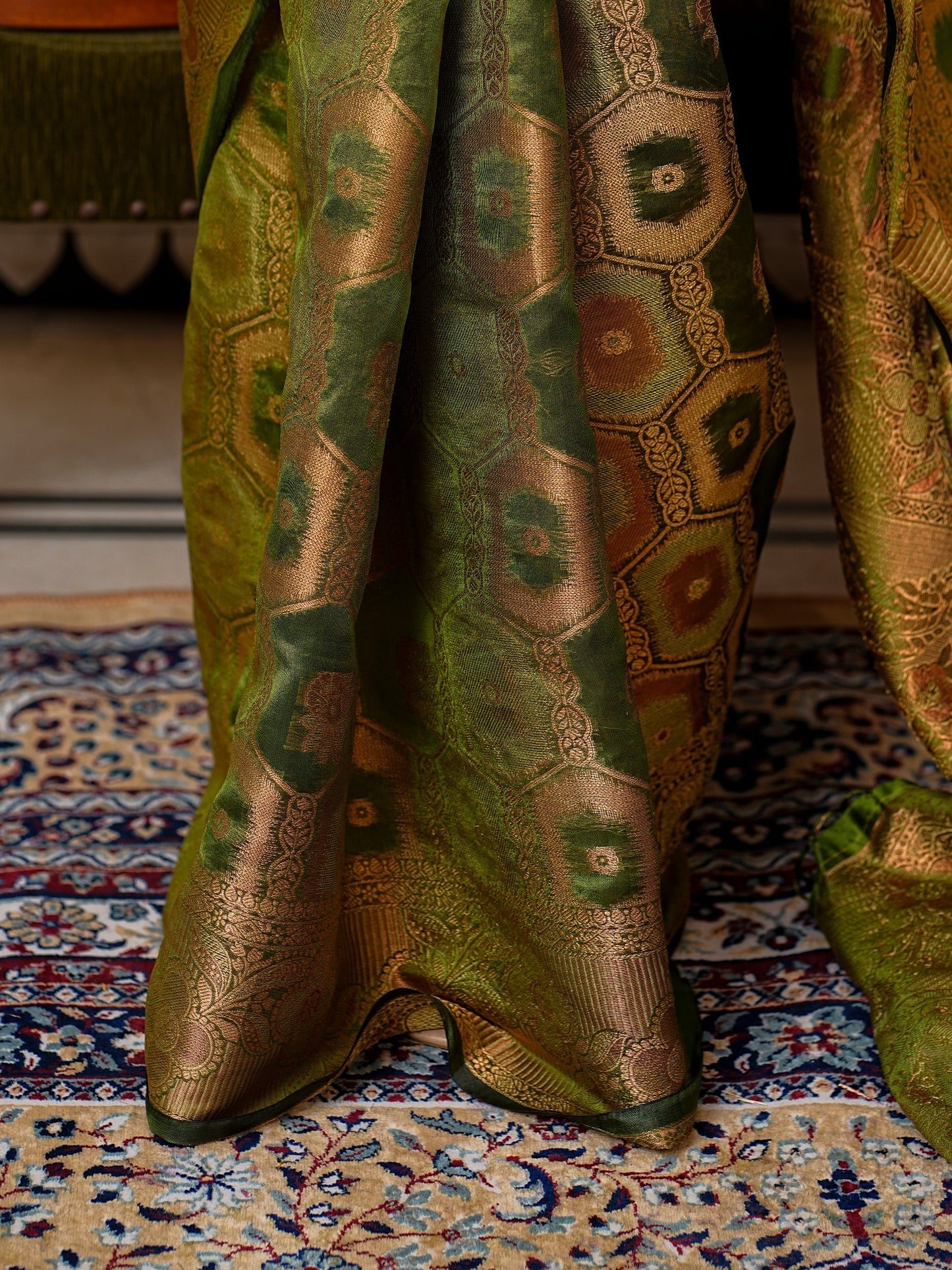 Pure Organza Saree Exuding Regal Charm With Its Rich Pallu And Intricate Brocade