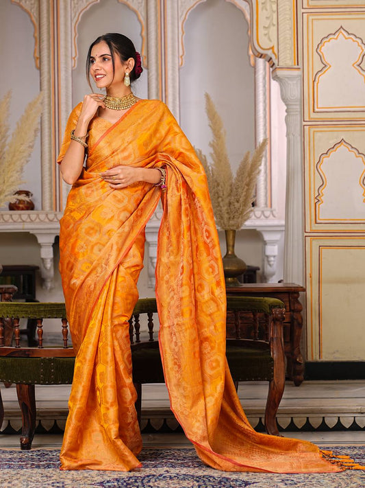 Pure Organza Saree Exuding Regal Charm With Its Rich Pallu And Intricate Brocade