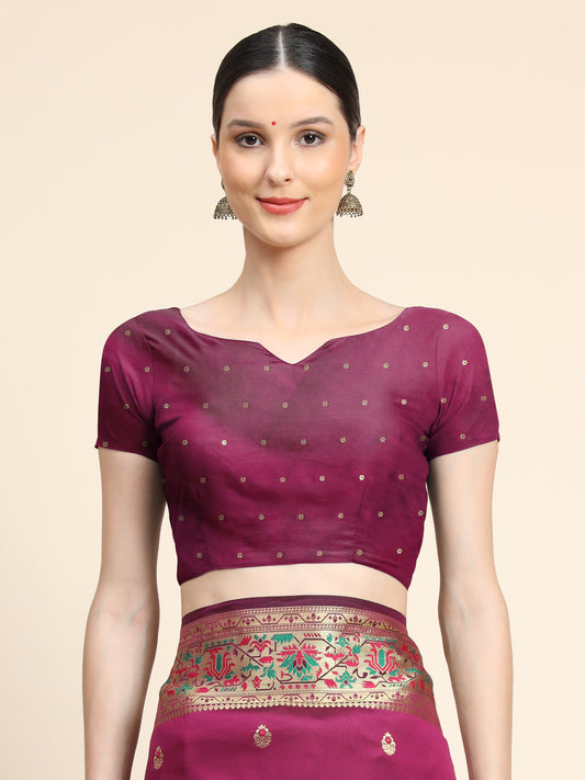 Purple Color Floral Woven Design Zari Paithani Saree