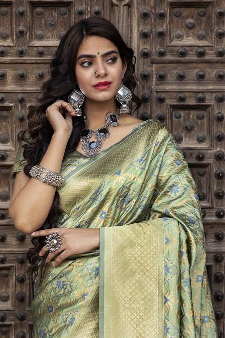 Pista Banarasi Weaving Silk Saree Collection