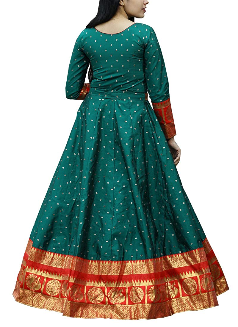 Flattering Green Colored Festive Wear Woven Tapetta Silk Gown