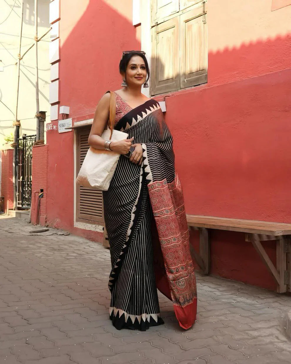 The Soul of Kutch: Why the Black Gajji Silk Ajrakh Saree is a Timeless Masterpiece