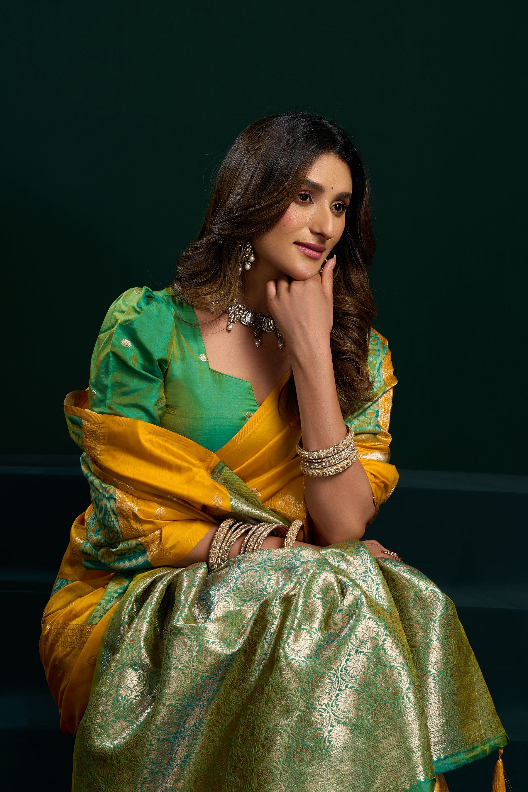 Yellow Soft Silk Gold Zari Weaving Saree With Fancy Pumpum Saree With Blouse Piece