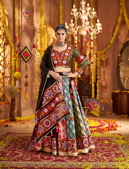 Elegant Black Viscose Rayon Premium Navratri Lehenga Choli