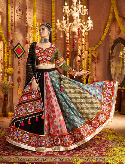 Elegant Black Viscose Rayon Premium Navratri Lehenga Choli