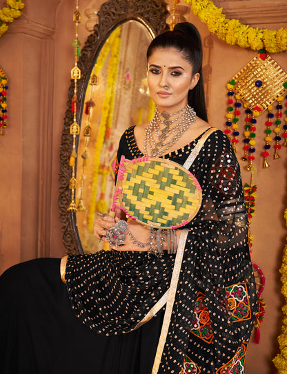 Premium Black Viscose Rayon Premium Navratri Lehenga Choli
