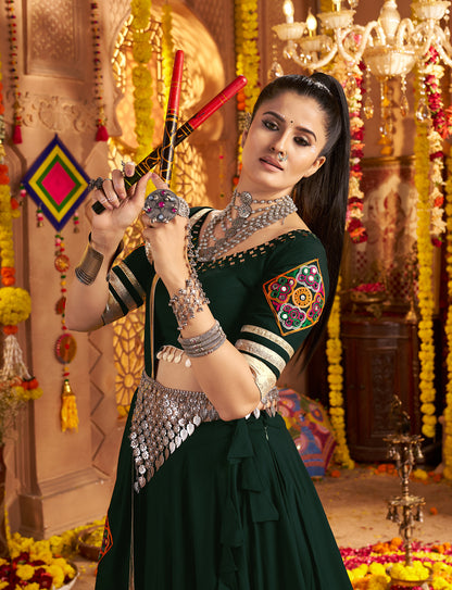 Green Traditional Viscose Rayon Premium Navratri Lehenga Choli