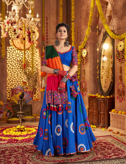 Royal Blue Tranding Viscose Cotton Premium Navratri Lehenga Choli