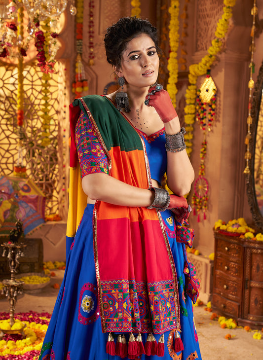 Royal Blue Tranding Viscose Cotton Premium Navratri Lehenga Choli