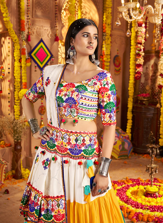 Multi Color Traditional Viscose Cotton Premium Navratri Lehenga Choli