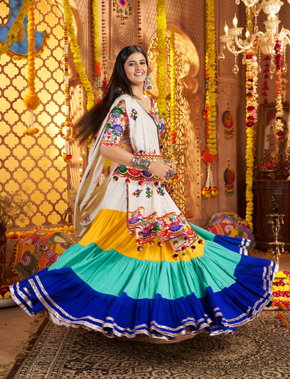 Multi Color Traditional Viscose Cotton Premium Navratri Lehenga Choli