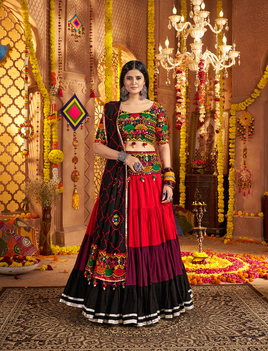 Multi Color Traditional Viscose Cotton Premium Navratri Lehenga Choli