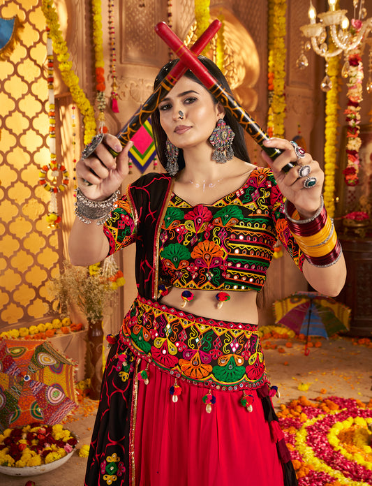 Multi Color Traditional Viscose Cotton Premium Navratri Lehenga Choli