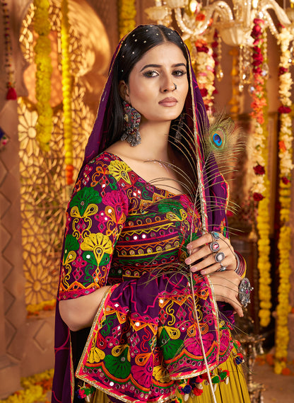 Multi Color Traditional Viscose Cotton Premium Navratri Lehenga Choli