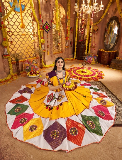 Musterd Yellow Viscose Cotton Premium Navratri Lehenga Choli