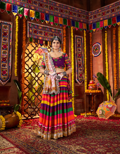 Elegance Colorful Mirror Work Navratri Special Lehenga Choli