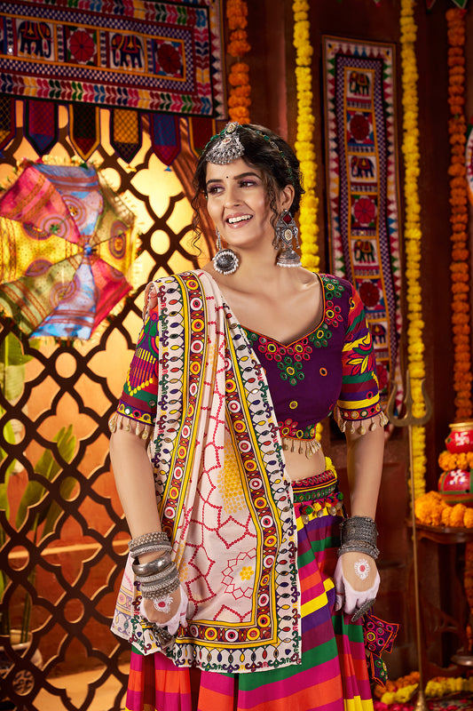 Elegance Colorful Mirror Work Navratri Special Lehenga Choli
