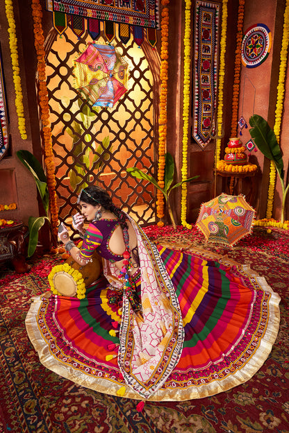 Elegance Colorful Mirror Work Navratri Special Lehenga Choli