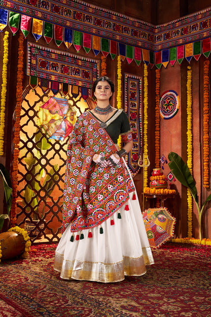 White Silk Dandiya Nights Navratri Lehenga Choli