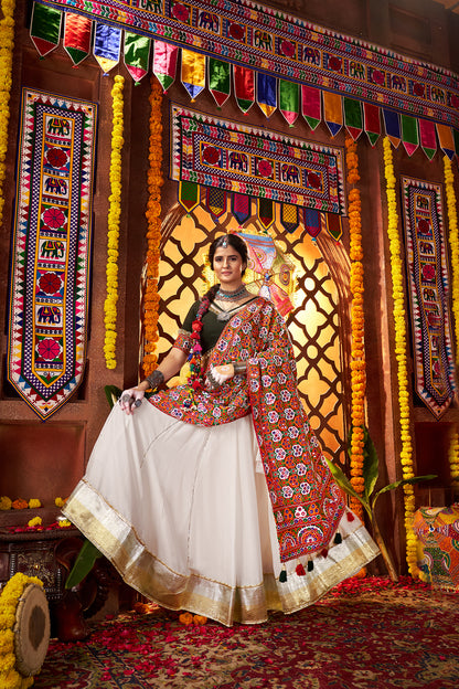 White Silk Dandiya Nights Navratri Lehenga Choli