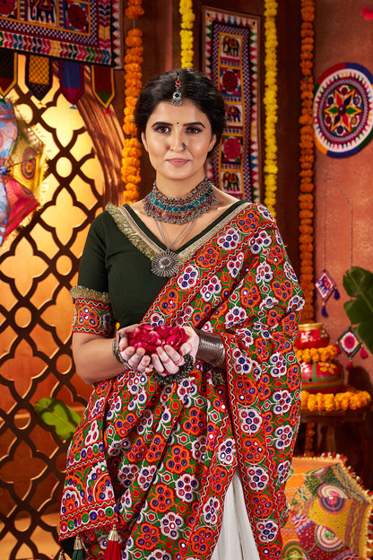White Silk Dandiya Nights Navratri Lehenga Choli