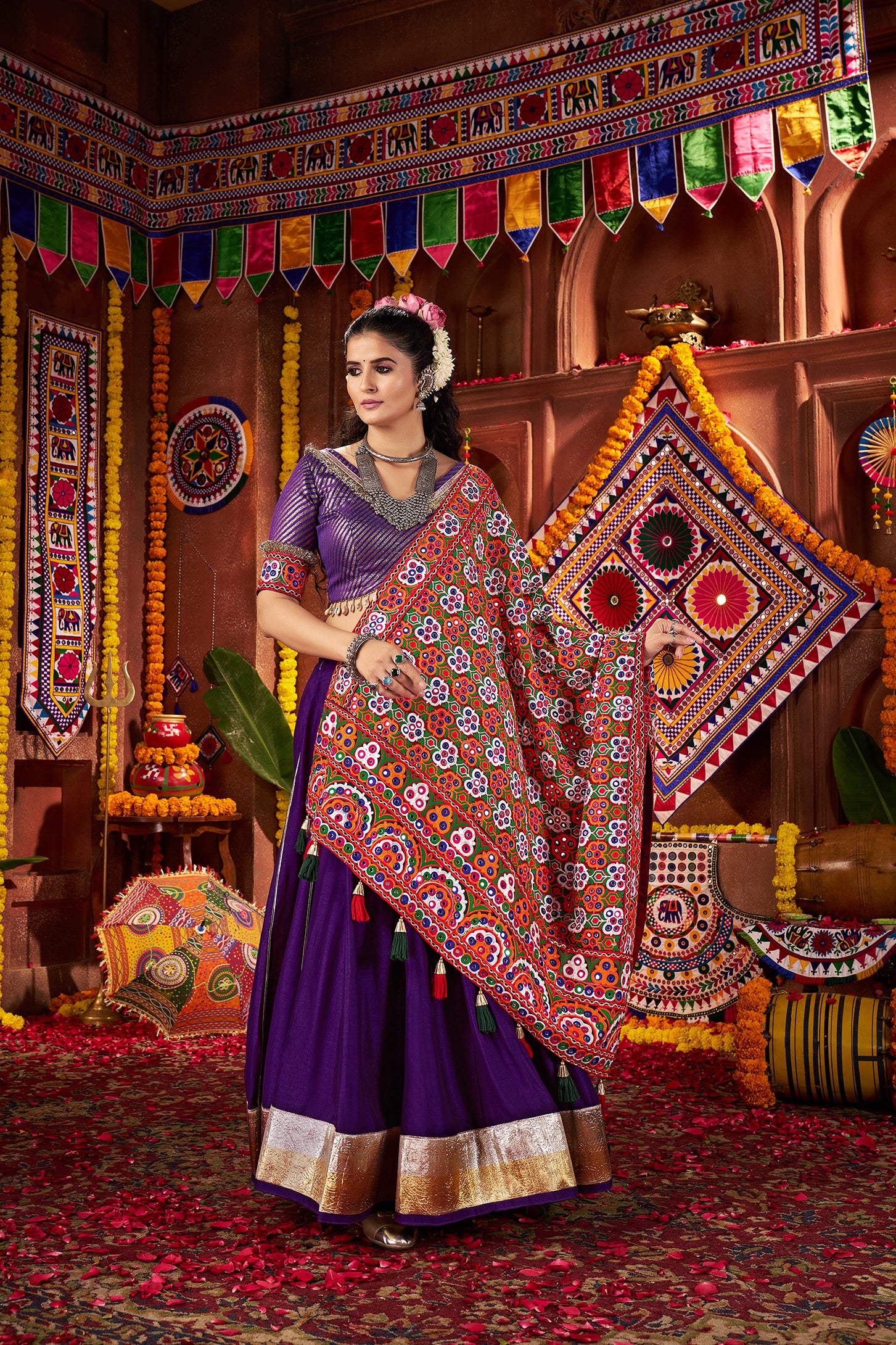 Classic Purple Silk Dandiya Nights Navratri Lehenga Choli