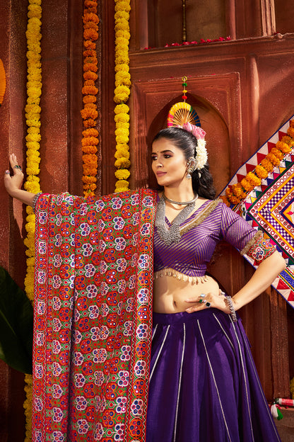 Classic Purple Silk Dandiya Nights Navratri Lehenga Choli