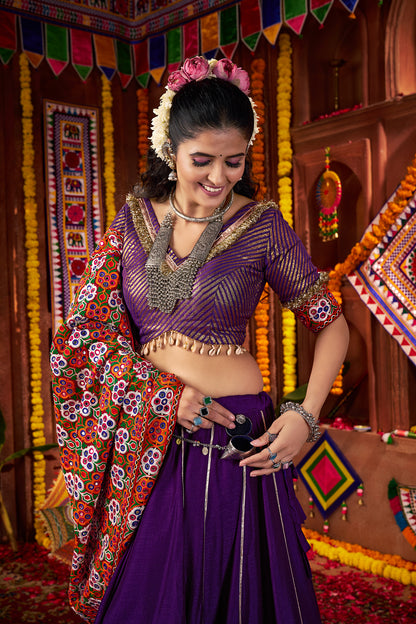 Classic Purple Silk Dandiya Nights Navratri Lehenga Choli
