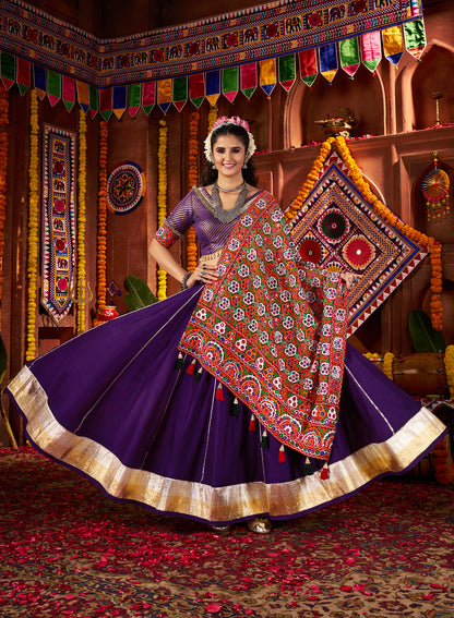 Classic Purple Silk Dandiya Nights Navratri Lehenga Choli